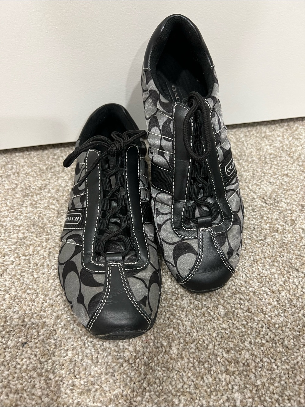 Coach Women's Kirby Black & Gray Signature Logo Lace-Up Sneakers